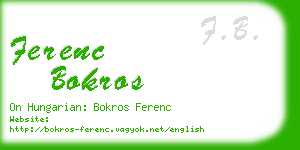 ferenc bokros business card